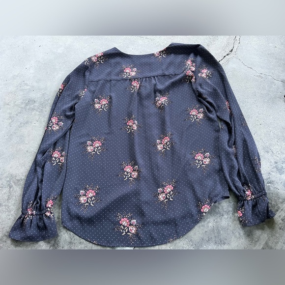 LOFT Dark Floral Button-Up Blouse - Picture 2 of 4